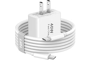 iPhone 17 16 Pro Max Charger Fast Charging, 40W USB C iPhone 16 17 Fast Charger Block with 10 FT Long Type C to C Charging Ca