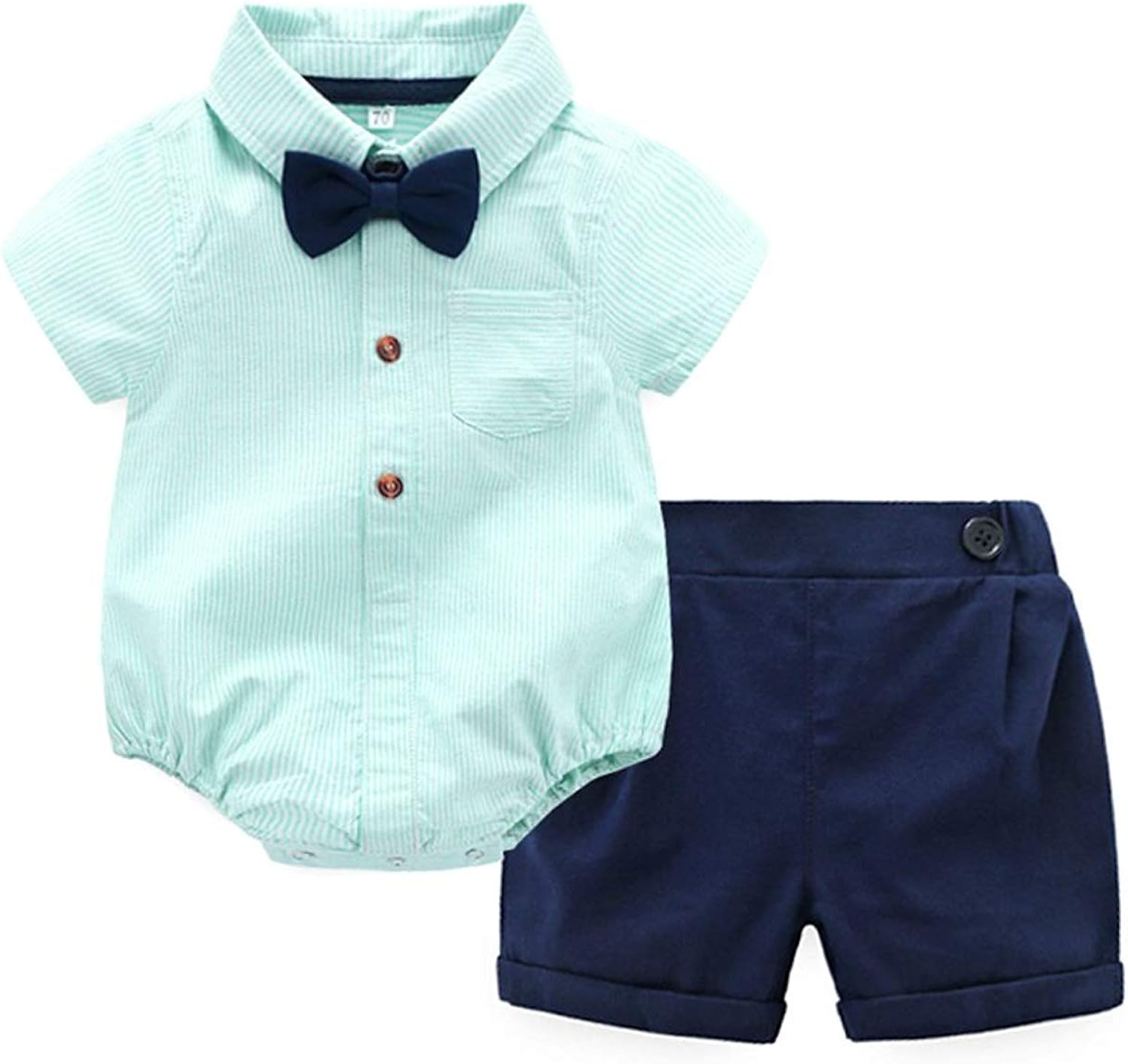 Baby Boys Suit Infant Gentleman Outfits Short Sleeve Shirt