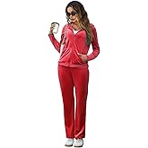 Marvmys Velour Tracksuit Womens 2 Piece Outfits Velvet Sweatsuit Jogging Suit Full Zip Up Hoodie and Sweatpants Set