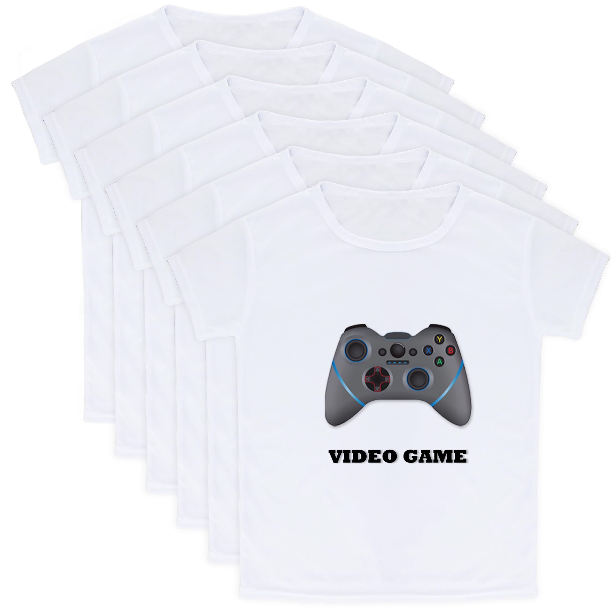 Photo 1 of 6 Pieces Kids White Sublimation Blank DIY Crew Neck Short Sleeve Tshirt for Boys Girls Summer DIY Transfer Printing Tie Dye (US, Age, 8 Years, White)