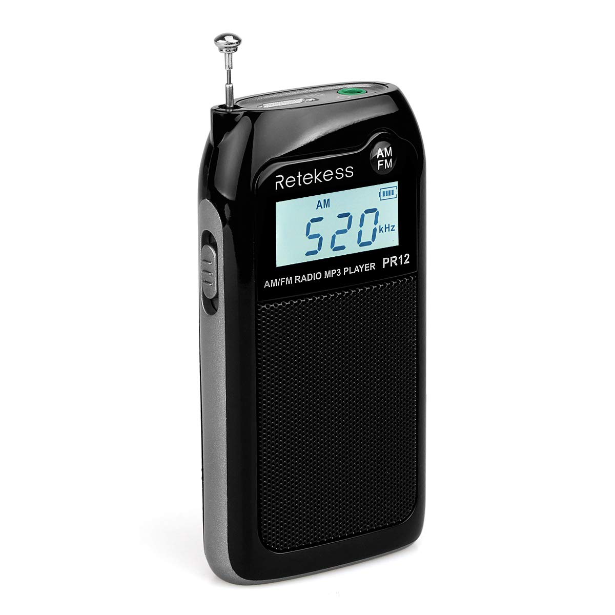 Retekess PR12 Small Radio FM AM, Pocket Radio Rechargeable, Transistor DSP MP3 Player, Support SD Card for Sports, Running, Jogging and Traveling, Gifts(Black)