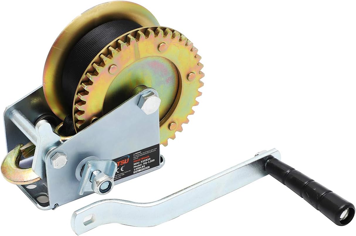 KATSU Heavy Duty Hand Winch, 630KG 1388LB Boat Tailer Winch with 8m Webbing Strap for Caravan Marine Truck SUV ATV UTV 325924 - Image 3