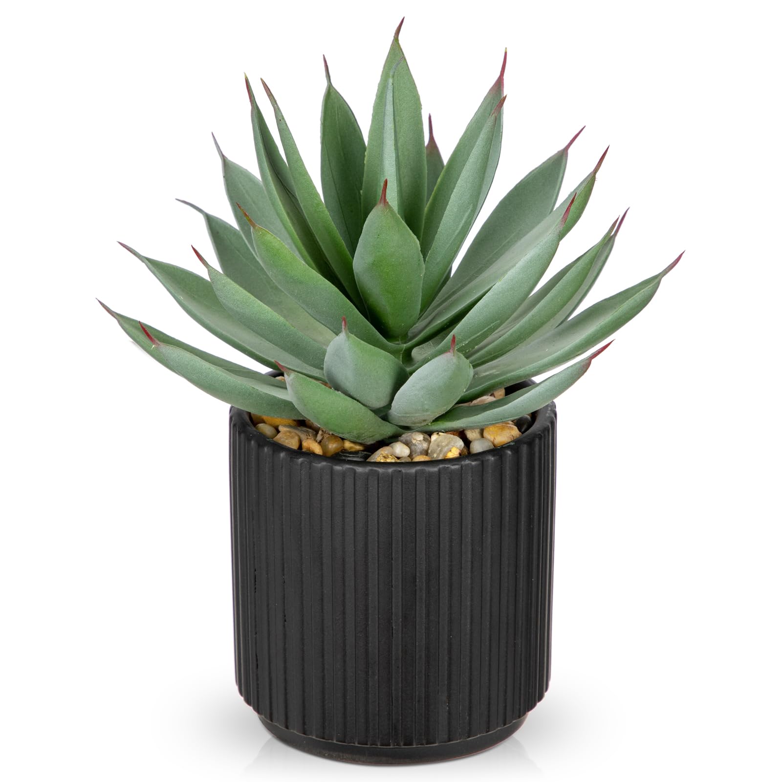Photo 1 of Briful Succulents Plants Artificial for Home Decor, Realistic Potted Fake Agave Plant, Black Ceramic Vase, Cute Aloe Maguey Faux Plant, Shelf Tables Decor, Modern Farmhouse Home Bathroom Decorations