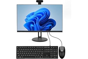 EUISHIHUA 24” All-in-One Computers, i7 Quad-Core Desktop Computer with Camera, 16G Ram 512G SSD IPS HD Display, WiFi Bluetooth for Home Entertainment Business Office (i7-Black)