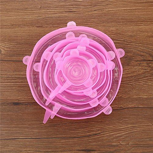 6Pcs/ Set Reusable Universal Silicone Saran Wrap Cover Lids Food Bowl Pot Stretch Kitchen Vacuum Seal Bowls