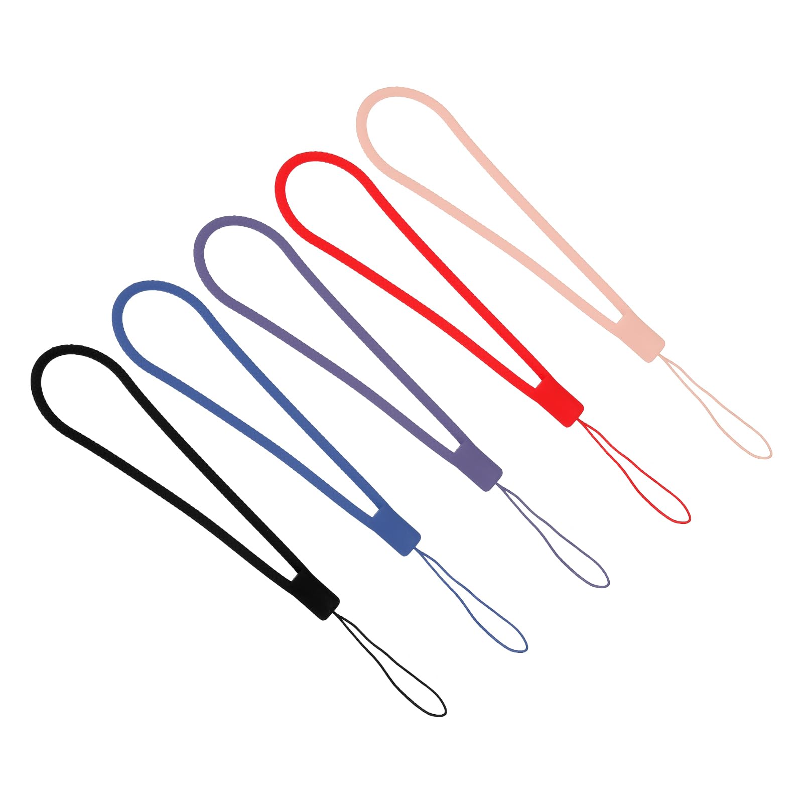 PATIKIL 18.5cm Wrist Strap Lanyards, 5 Pcs Silicone Short Soft Neck Lanyard Hand Wristlet String Badge Lanyard for Cellphone USB Key Chain Camera, 5 Colors Style 2