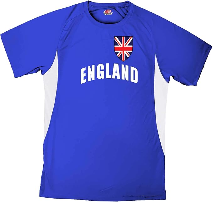 Custom England Soccer Jersey Youth Large in Royal Blue and