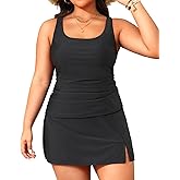 Daci Plus Size Tankini with Skirt - Women Two Piece Swimsuits Tummy Control Bathing Suits Scoop Neck Swimwear