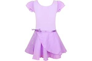 EQSJIU Ballet Leotards for Girls with Removable Skirt Combo Tie Ruffle Sleeve Ballet Dance Dress Outfit 2-12 Years