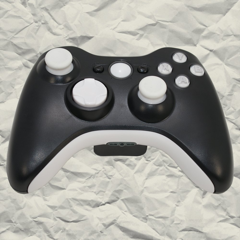 Matte Black with White Out Kit XBOX 360 Controller Shell