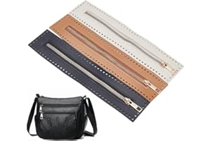 WADORN 3 Colors PU Leather Zipper for Sewing, 27cm Length Handbag Metal Separating Zippers Frames Bags Accessories for Knitting Crochet Bags for DIY Shoulder Purse Making Sewing Craft Projects