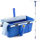 PIMEKOY Window Cleaning Kit with Bucket, Squeegee and Scrubber for Outdoor | Professional Window Washing kit, 61" High Window Squeegee &amp; Scrubber, 3 Gal Bucket, Window Cleaner Tool for Home, Commercial
