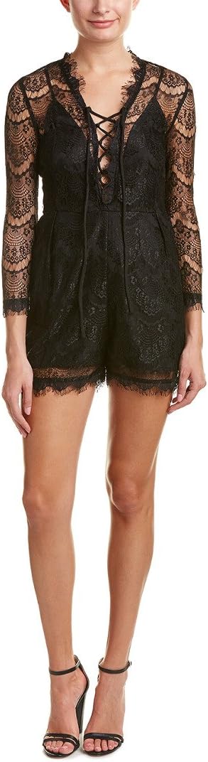 Lucca Couture Women's Lace Up All Over Lace Romper