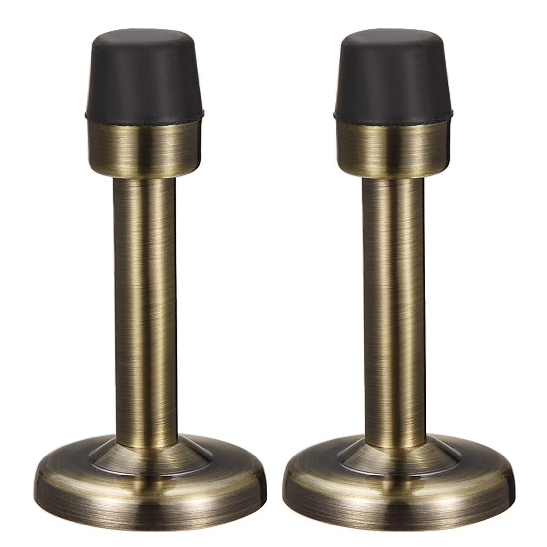 sourcing map Door Stopper Stop Bumper Wall Protector Sound Dampening Wall Mount w Rubber Tip Bronze Tone 2pcs