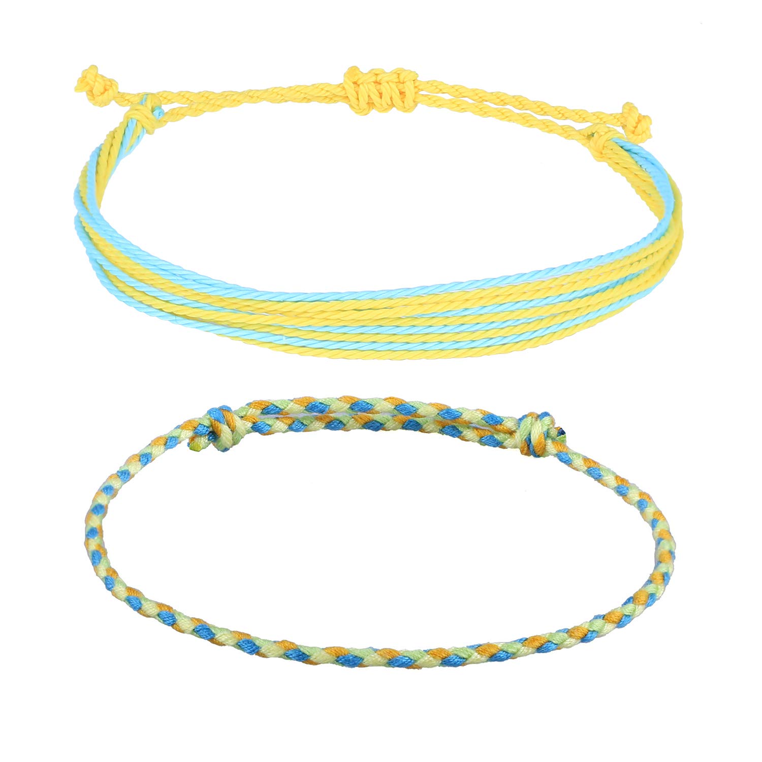 C·QUAN CHI 2PCS Bohemian Friendship Bracelet Colorful Stack Surf Bracelets Adjustable Rope Bracelet Summer Gifts For Women 2B