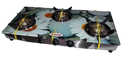 Cello 3 Burner Digital Toughened Glass Top Gas Stove (Mayweed)