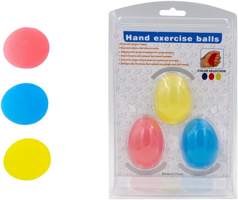 Haplain Egg Shaped Hand Exercise Balls Fitness For Arthritis Finger Hands Grip Strengthening Squeezing Massaging Resistance Balls Set of 3