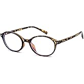 COASION Retro Oval Glasses for Women Men - Small Round Blue Light Blocking Glasses Vintage Nerd Eyeglasses