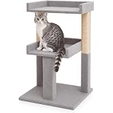 Naomi Home Lulu Large Cat Tree with 2 Spacious Platforms, Gray | Sturdy Multi-Cat Tower With Sisal Scratching Posts, 2 Spacious Platforms, And A Stable Anti-Tip Design For Indoor Cats