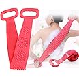 Silicone Back Scrubber Belt (80cm) – Extra Long-Double-Sided Bath Scrub Strap Gently Massages and Exfoliates Skin (72 cm), Pink