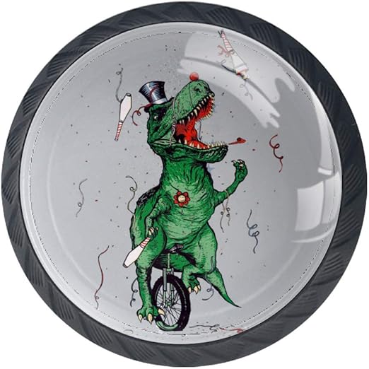 Dinosaur Party Armario Manija Lente cristalina convexa con figura 3D