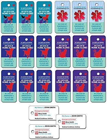 TLC Safety By Design Personalized Pets, Dogs, Cats are Home Alone or Medical ICE Alert Emergency ID Custom Plastic Contact Qty. 3 Customized Key Tags