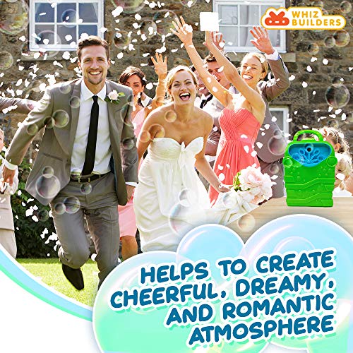 WhizBuilders Bubble Machine with Bubbles Solution Durable Bubble Blower for Boys and Girls - Indoor and Outdoor Bubble Maker for Kids