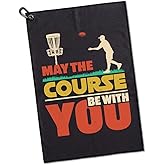 GEYGIE May The Course Be with You Microfiber Printed Disc Golf Towel, Funny Golf Bag Accessory Gifts for Men Women Dad Mom Aunt Sister Friend, Birthday Retired Gifts for Men Women Disc Golfer Coach