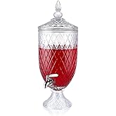 MOLIGOU Glass Beverage Dispenser, 1.3 Gallon Drink Dispenser with Stainless Steel Spigot, Wide Mouth Beverage Server for Party, Bar