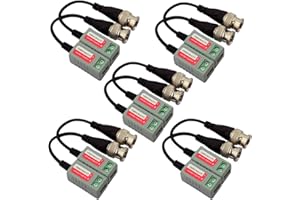EVERSECU 5 Pack (10 Pcs) Mini CCTV BNC Video Balun Transceiver With Pigtail, Video Passive Balun for HD-TVI/CVI/AHD/Analog/960H Camera