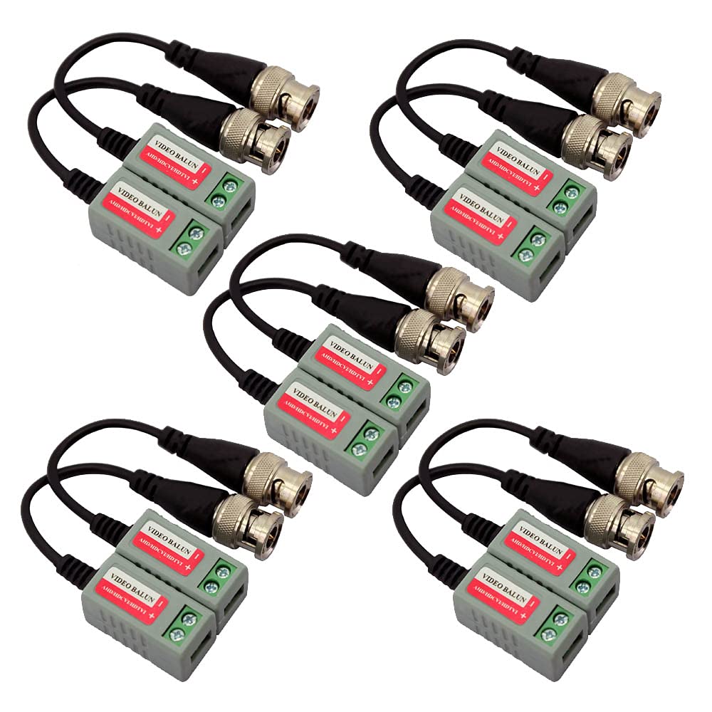 EVERSECU 5 Pack Mini CCTV BNC Video Balun Transceiver for HD-TVI/CVI/AHD/Analog/960H Cameras
