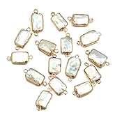 LE SKY 5 Pcs natural pearl connectors cultured freshwater white pearl pendant link charms for jewelry making