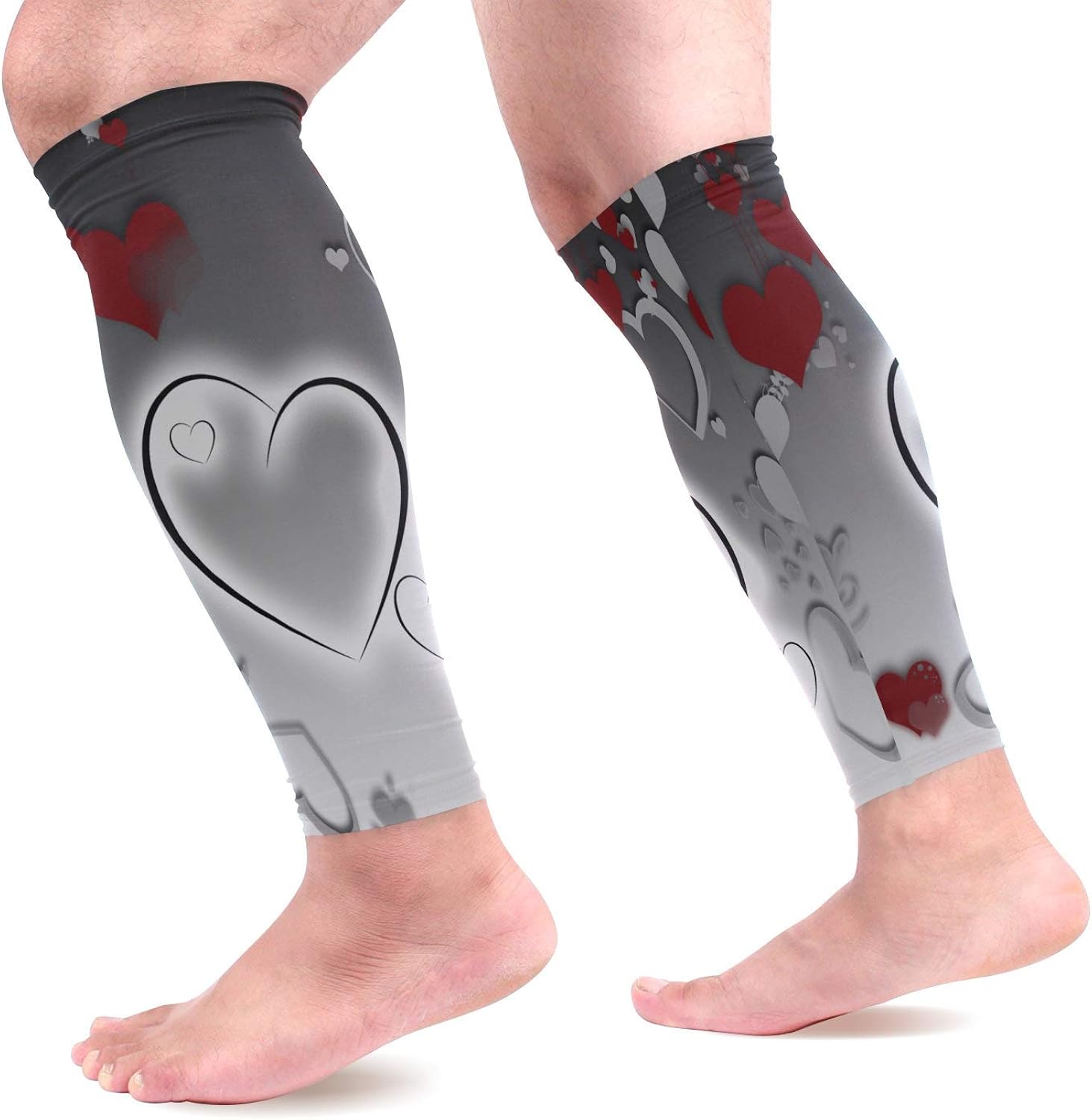 Calf Compression Sleeves Women Special Valentine's Day Grey Footless