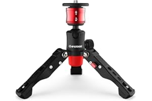 IFOOTAGE Table Top Tripod, Professional Mini Tripod with 3/8 and 1/4 inches Quick Release Plate, Desktop Tripod for DSLR Camera, Video Camcorder, Mobile Phone and Action Cameras. Max Load 17.6 lbs
