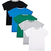 Nutria Kids T-Shirts 100% Cotton Short Sleeves 5Pack Plain Boys Tees Summer Top Children Unisex Girl Tie Dye Solid Color B01