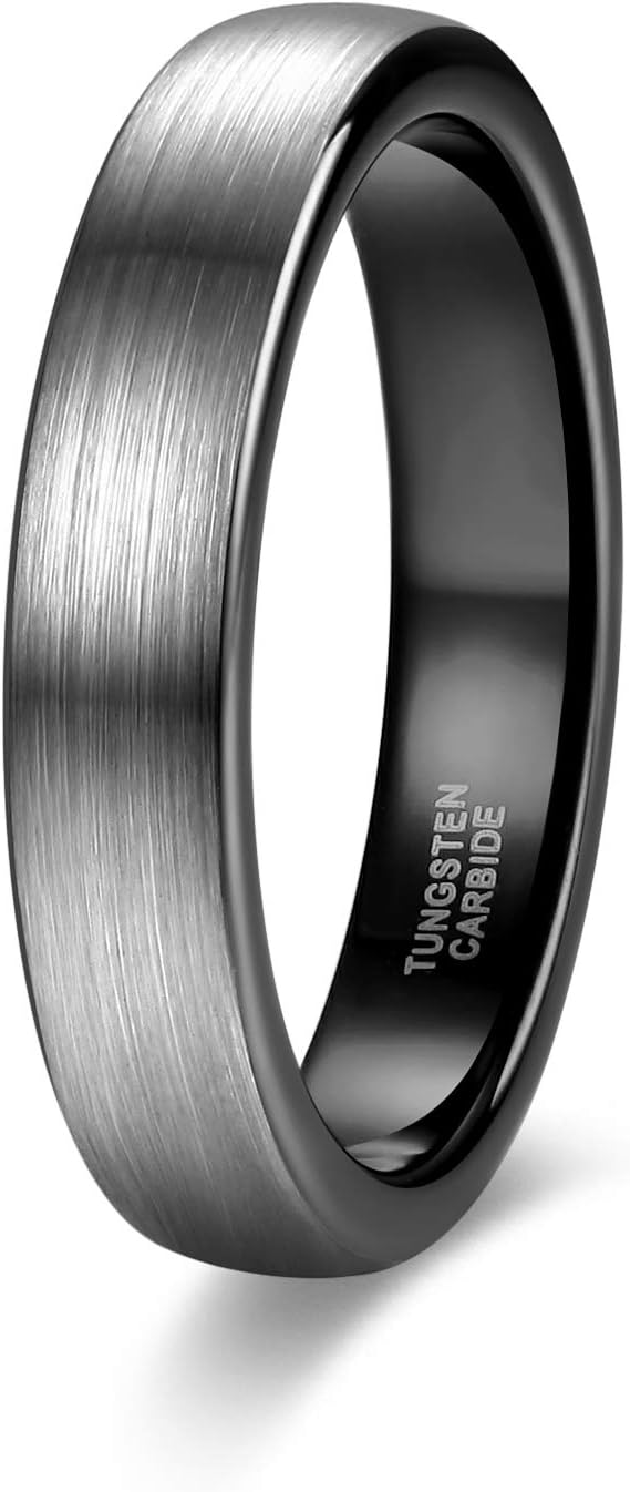 Shuremaster 4mm Tungsten Rings for Men Women Engagement Wedding Band Brushed Black Comfort Fit Size 11.5