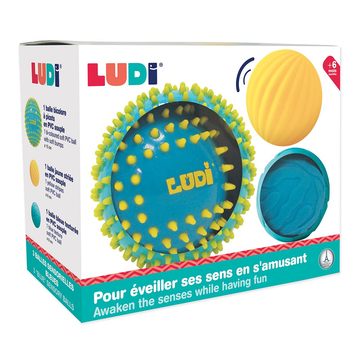 LUDI Set of 3 Sensory Balls - Blue â image 1