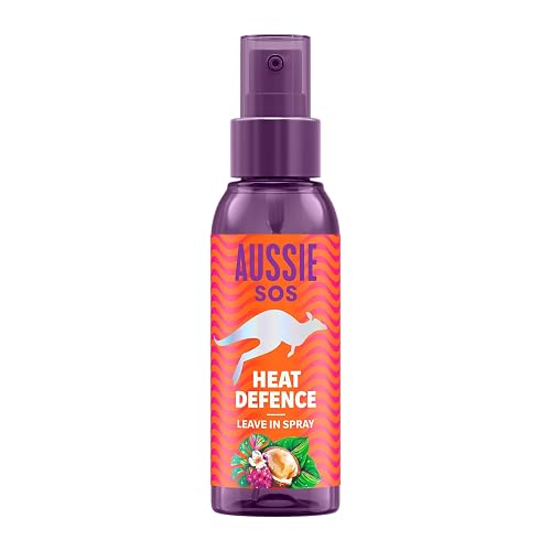 Aussie SOS Heat Defence Leave In Spray 100ml to Detangle and Protect Against Heat While Keeping Hair Hydrated for 100 Hours. Infused with Australian Superfoods. Vegan Formula