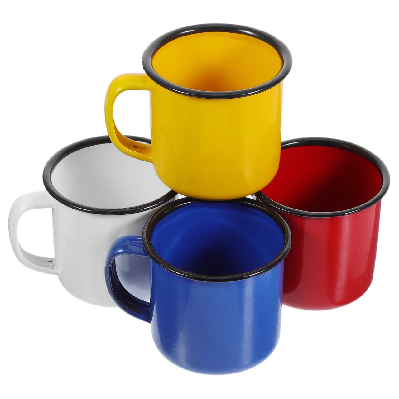 UTHCLO 4Pcs Enamel Mug Set Vintage Camping Mugs for Home Office Outdoor Use Easy to Clean Durable Household Enamel Drinking Cups
