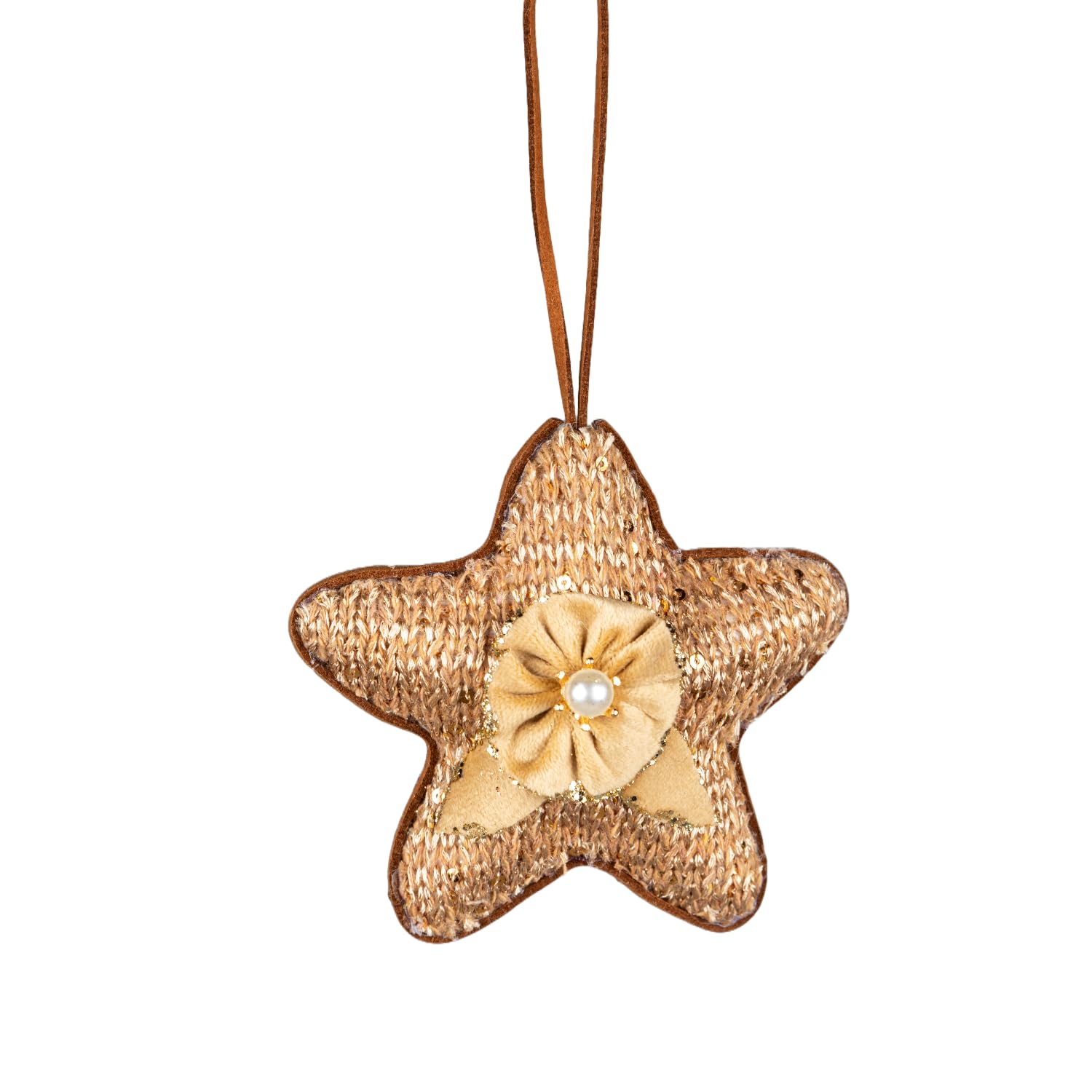 Gold Jute star 12cm - Christmas Tree Hanging Decorations Festive Decorative Ornaments Fairy Tale Themed Xmas Tree Pendant