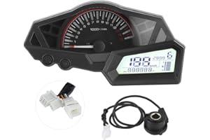 Akozon LCD Motorcycle Odometer Speed Fuel Gauge 15000RPM Fit for Honda for Suzuki for Yamaha for Ninja 300/EX300/300SE 2013‑2015
