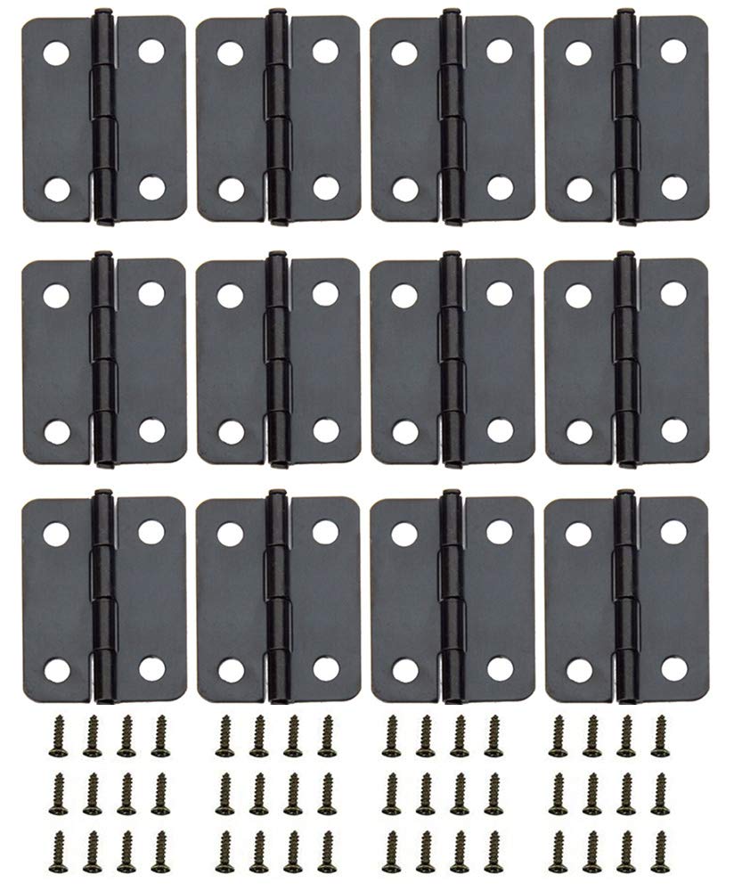 Wooden Box Hinge, mini Cabinet Drawer Butt Hinge Connector, for Wooden Boxes, Jewelry Boxes, cabinets (12 Pieces Black)