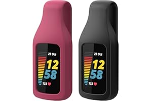 lepmok Clip Holder Accessory for Fitbit Charge 6/5, 2-Pack (Sangria/Black)