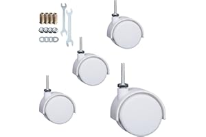 YEWEKE 2 Inch Casters Swivel Stem Caster Wheel 1/4" - 20 x 1" New PP Furniture Shelving Casters Replacement Castors with Brakes (Without Brake-White)