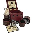Front Porch Classics Liar's Dice - Exciting Bluffing Game in Wooden Dice Box with 4 Shakers, 20 Dice, Storage Bag - Unplugged