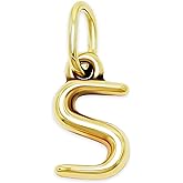 Gold Puffed Initial Letter Charm - 10 Karat Gold - 3D Bubble Letter Pendant - Initial Jewelry - Dainty Initial Pendant