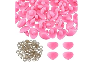SUPERFINDINGS 70 Sets Pink Safety Noses Craft Plastic Triangle Nose with Washers Stuffed Animals Noses for Rabbit Doll Bear P