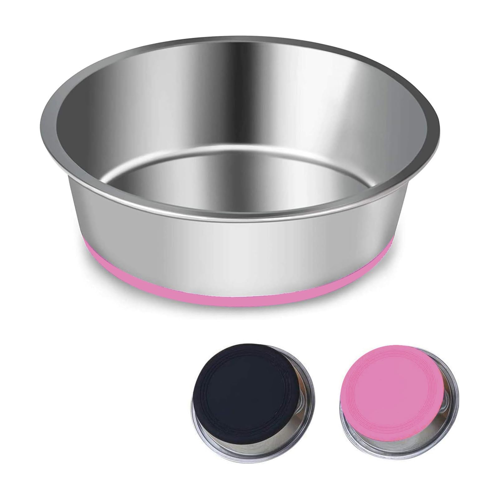 SUOXU Thick Stainless Steel Dog Bowls, Pet Feeding Bowls, Dog Cat Plate Bowls With Non-slip silicone Bases,Medium and Small Dog Feeder Bowls and Water Bowls（M-17cm)