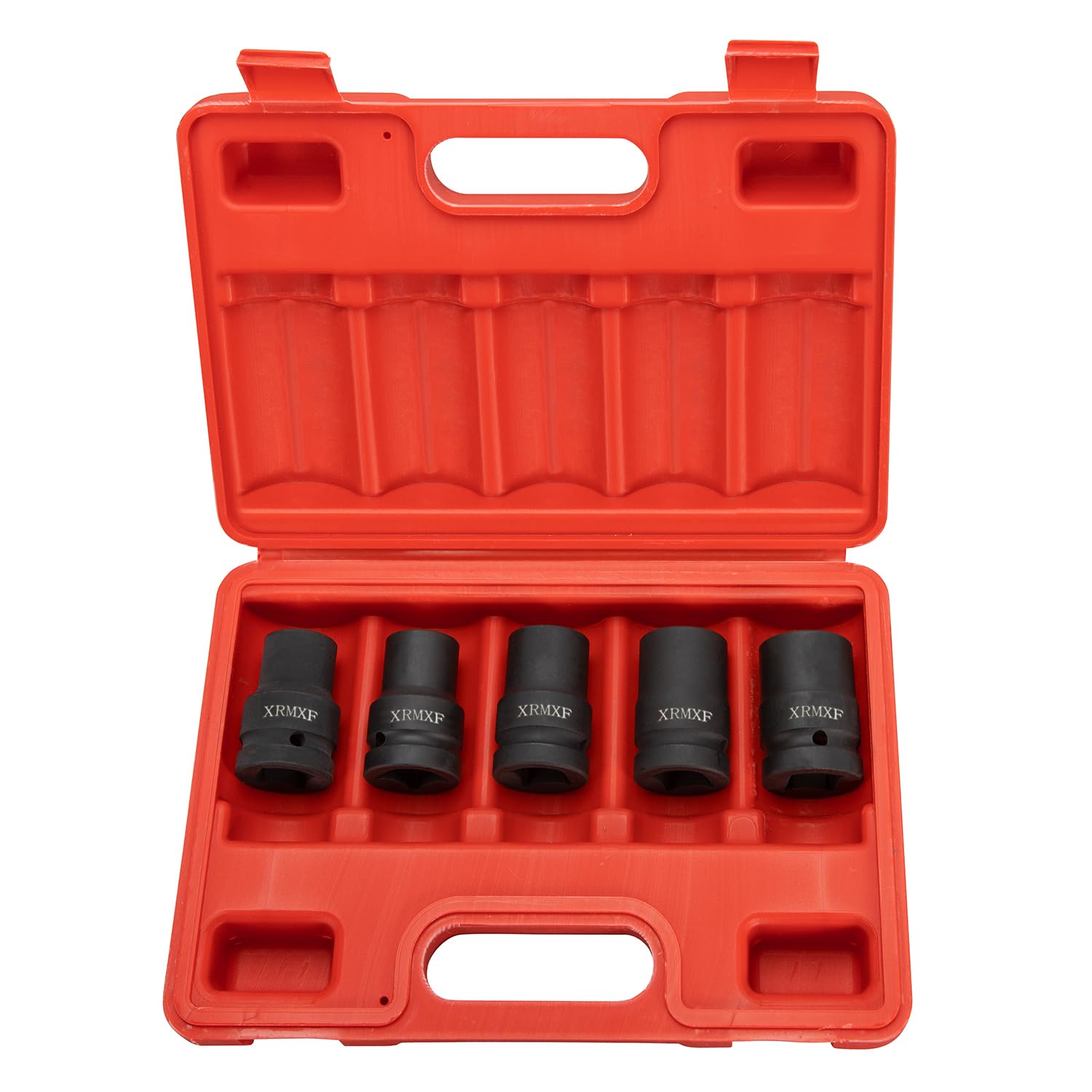 XRMXF 3/4" Drive Impact Socket Set 12-Point, 5pc 17 19 21 24 27mm,Cr-Mo Steel,with a Plastic Storage Box