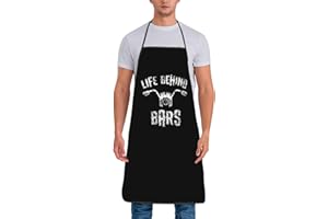 ZYASFEY Life Behind Bars Motorcycle Biker Apron for Men Women Adults, Chef Apron with Adjustable Waist, Water Resistant and O
